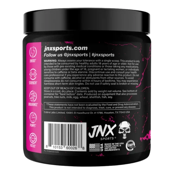 JNX Sports The Curse! Pre-Workout Strawberry Kiwi Side View
