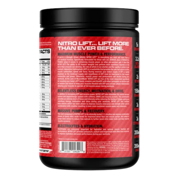 MuscleMeds Nitro Lift Pre-Workout Lift side view