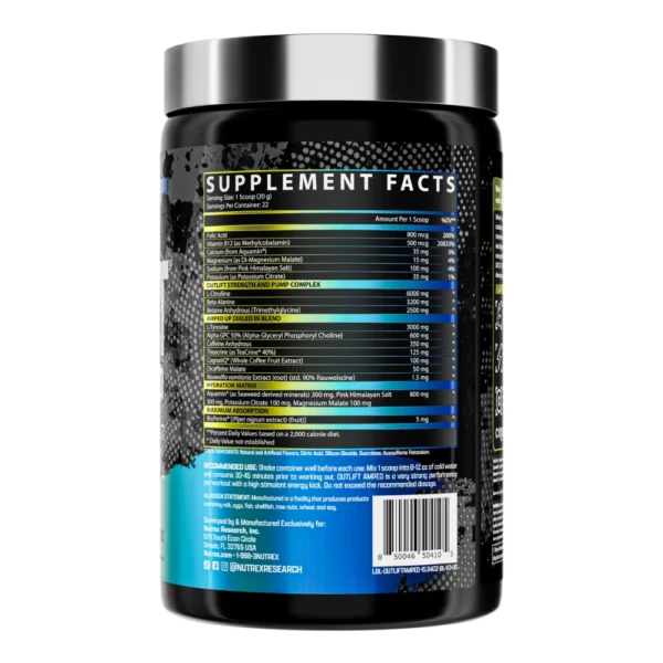 Outlift Amped High Stim Pre Workout Back