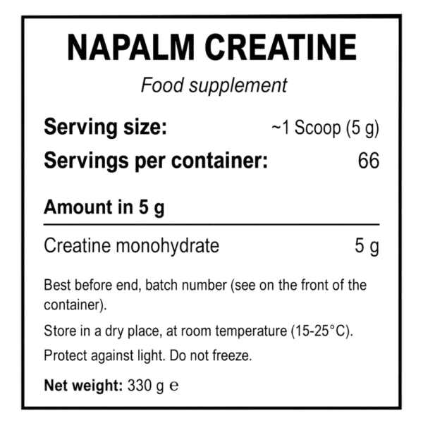 FA Xtreme Napalm Creatine 330g Supplement Facts
