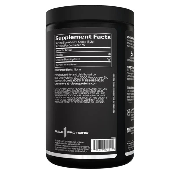 Rule 1 Creatine Monohydrate Back View
