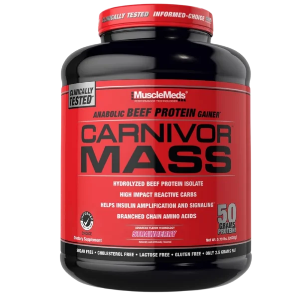 MuscleMeds Carnivor Mass Anabolic Beef Protein Gainer Strawberry