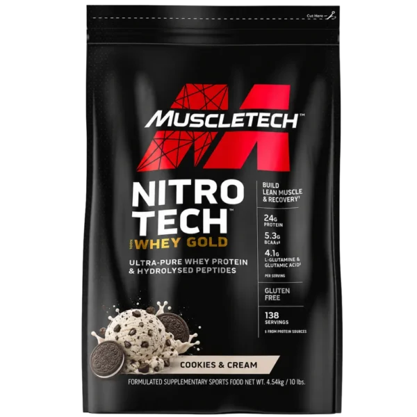 MuscleTech Nitro-Tech 100% Whey Gold Cookies & Cream 10 lbs