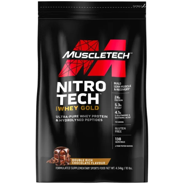 MuscleTech Nitro-Tech 100% Whey Gold Double Rich Chocolate 10 lbs