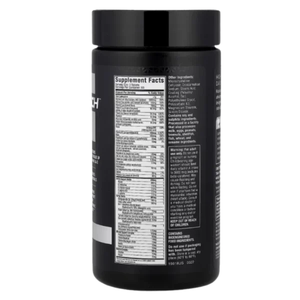 MuscleTech Platinum Multi Vitamin 180 Tablets Back