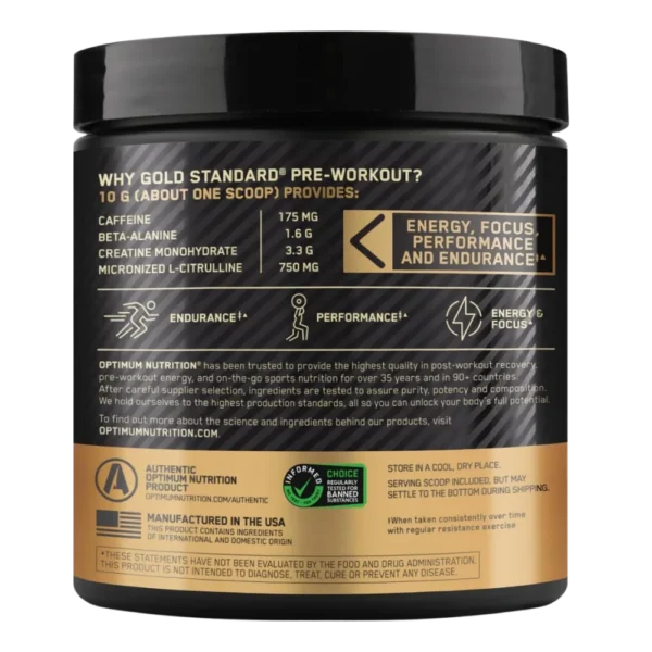 Optimum Nutrition Gold Standard Pre-Workout Back
