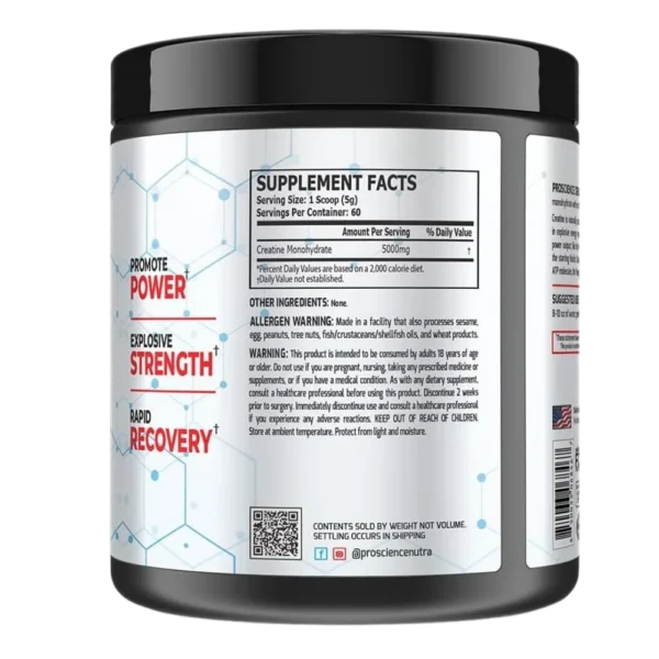 Pro Science Nutra Creatine Monohydrate 5000mg Back View