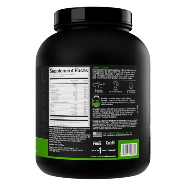 Rule 1 Mass Gainer Chocolate Peanut Butter 6 LBS Back