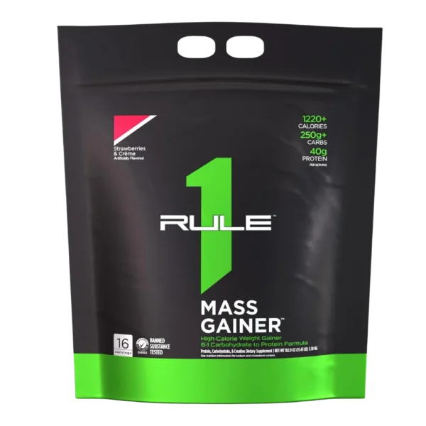 Rule 1 Mass Gainer Strawberries Crème 12 LBS Back