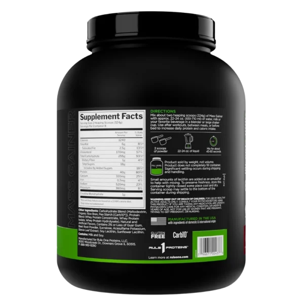 Rule 1 Mass Gainer Strawberries Crème 6 LBS Back