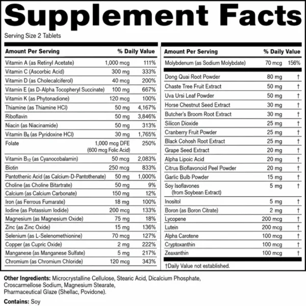 Rule 1 Women Train Daily 60 Tablets Supplement Facts